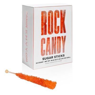 Candy Envy - Orange Rock Candy Sugar Sticks - Orange Flavored - 24 Indiv. Wrapped