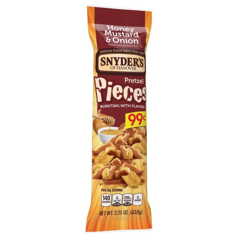 Snyder's Of Hanover Honey Mustard &amp; Onion Pretzel Pieces, 3.25oz Bag (Pack Of 9)