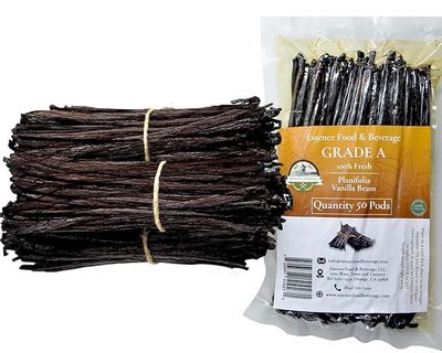 50 Vanilla Beans Bulk For Making Vanilla Extract Grade A - NON-GMO Fresh Vanilla Bean pods, 6-9 Inches Vanilla Bean, Vanilla Beans For Making Vanilla Extract Grade A