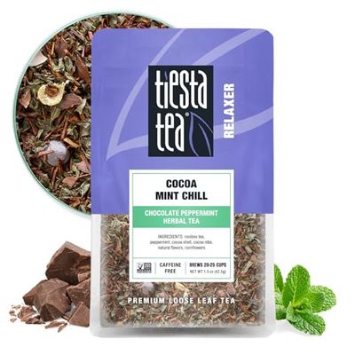 Tiesta Tea - Cocoa Mint Chill, Chocolate Peppermint Herbal Tea Blend, Loose Leaf Herbal Tea with Rooibos Tea, Non-Caffeinated, Brew Hot or Iced, Resealable Pouch, Makes Up To 25 Cups - 1.5 Ounce