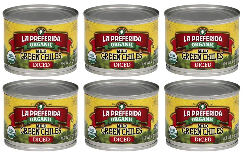 La Preferida Organic Green Chiles, Mild-Diced, Gluten-Free, 4 oz (Pack of 6)