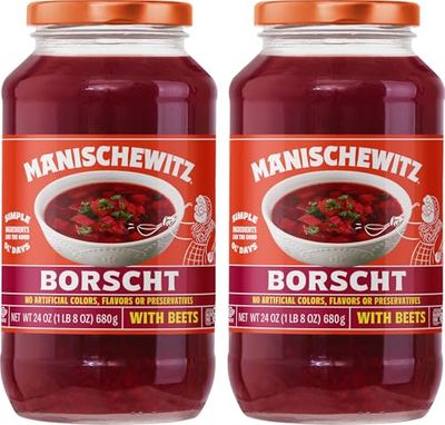 Manischewitz Borscht with Beets 24 Oz (Pack of 2) Tasty &amp; Refreshing, Kosher for Passover