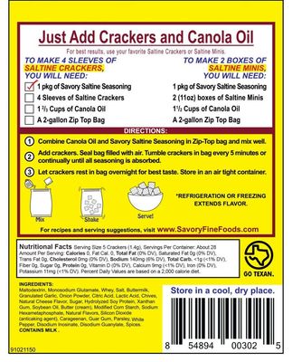 Savory Saltine Seasoning, 1.4 Ounce, Texas Chipotle, 4 Pack