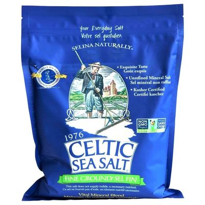 Fine Ground Classic Celtic Sea Salt - (1) 5 Pound Bag of Nutritious, , Great for Cooking, Baking, Pickling, Finishing and More, Pantry-Friendly, Gluten-Free, Kosher and Paleo-Friendly