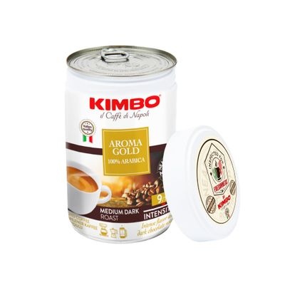 Kimbo Aroma Gold 100% Arabica Ground Coffee | Medium Dark Roast | 9/13 Intensity | Intense Flavor &amp; Dark Chocolate Notes | 8.8 oz Can - Pack of 3