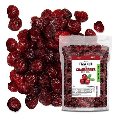 Dried Cranberries Original 3 Lbs(48 oz) Batch Tested Gluten &amp; Peanut Free | Resealable Bag | High in Antioxidant | Great for Salads, Cooking and Mixes | Sweetened