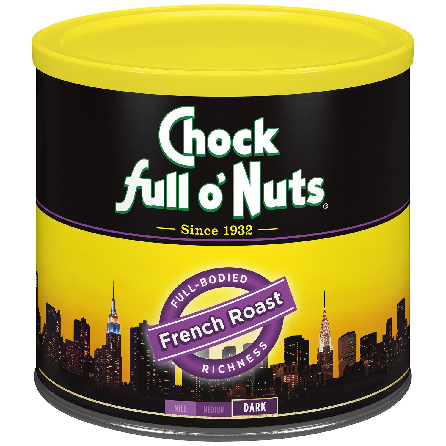 Chock Full oNuts French Roast, Dark Roast Ground Coffee - Gourmet Coffee Beans - Bold, Full-Bodied and Intense Coffee (26 Oz. Can)