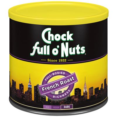 Chock Full oNuts French Roast, Dark Roast Ground Coffee - Gourmet Coffee Beans - Bold, Full-Bodied and Intense Coffee (26 Oz. Can)