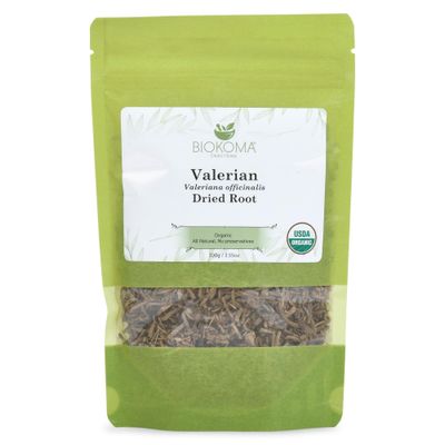 Biokoma Pure and Organic Valerian Dried Root 100g (3.55 oz) in Resealable Moisture Proof Pouch
