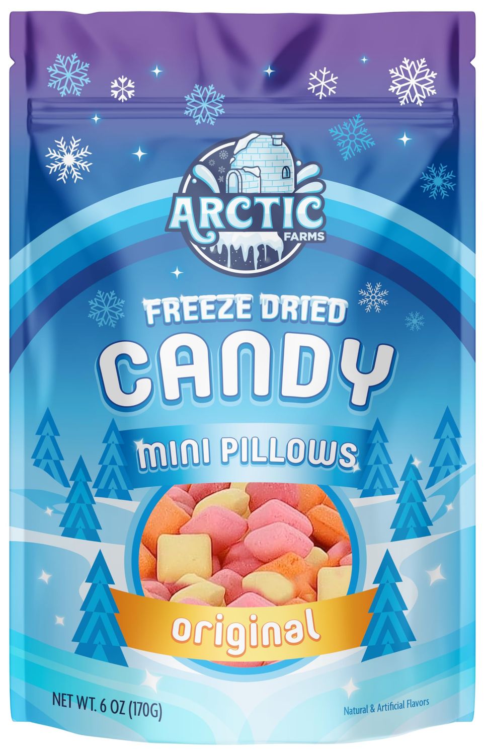 Arctic Farms Freeze Dried Candy Mini Pillows Candies Bagged and Boxed (Originals)