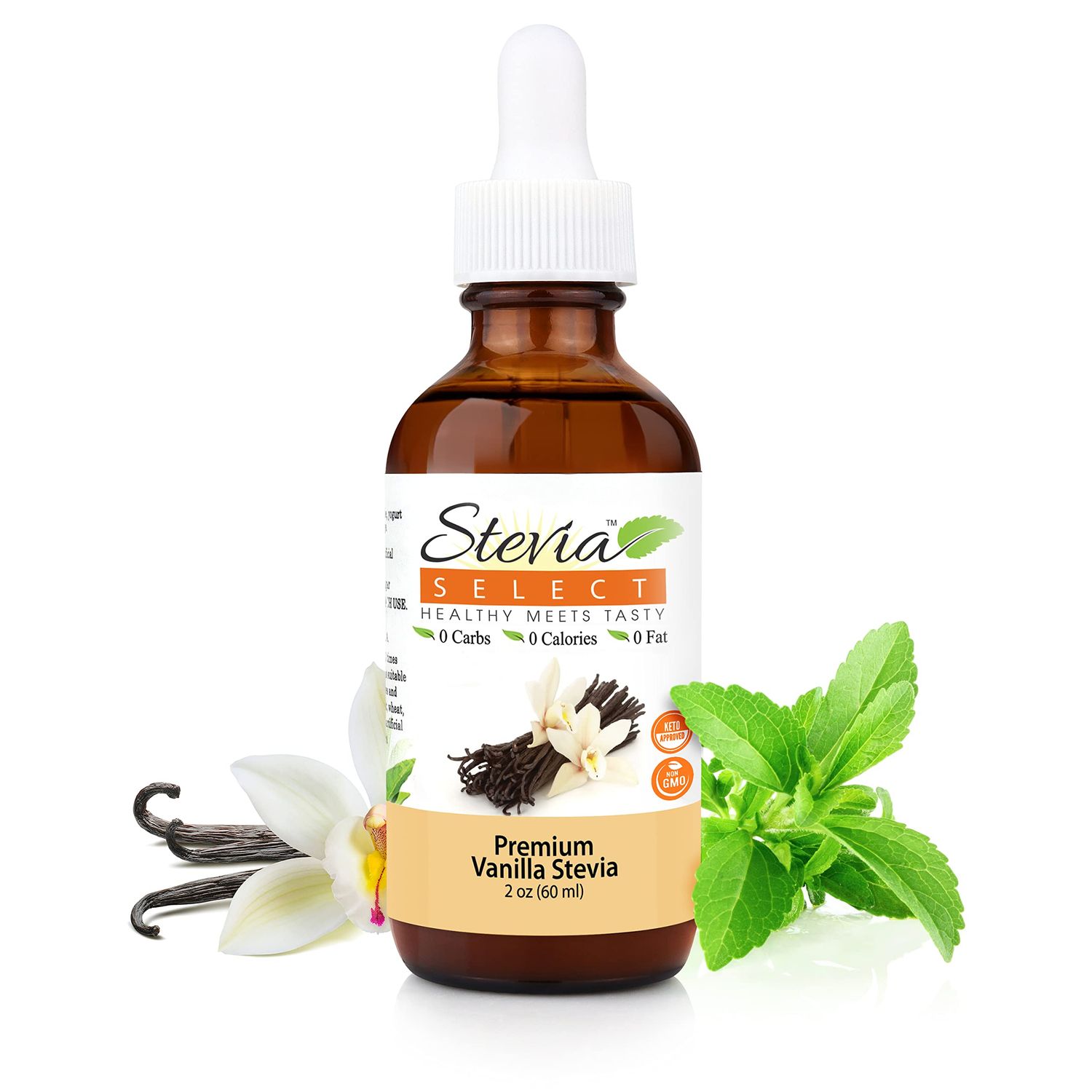 Stevia Select Vanilla Pure Stevia Extract - Liquid Zero Calorie Sweetener - All Natural Liquid Stevia Extract Sweetener Liquid - Keto Sugar Stevia Liquid - Keto Sweetener &amp; Sugar Alternative 2 Oz