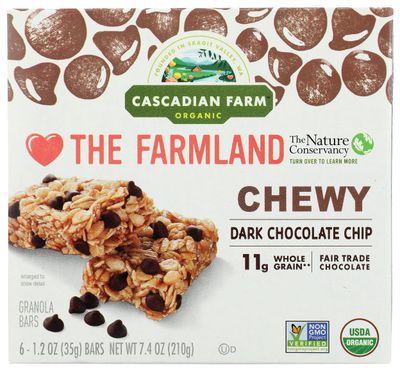 Cascadian Farm Organic Chewy Dark Chocolate Chip Granola Bars, 6 ct, 1.2 oz each