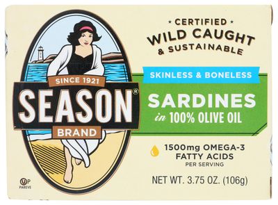 SEASONS SARDINE CLUN SKNL &amp; BNLS OIL 3.75OZ