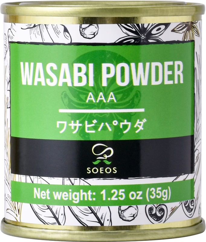 Soeos Wasabi Powder, 1.25 oz with Real Wasabi for Sushi, Sushi Powdered, Wasabi