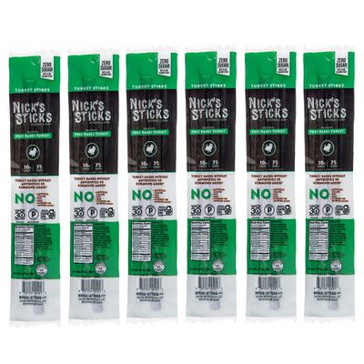 Nick&#39;s Sticks | Free Range Turkey Snack Sticks | Made in the USA | Gluten Free | Paleo, Keto, Whole30 Approved | No Soy, Antibiotics or Hormones (6 - 1.7oz. Packs of 2 Sticks)