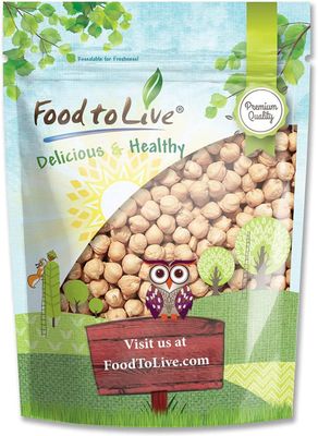 Food to Live - Garbanzo Beans, 2.5 Pounds Whole Dried Raw Chickpeas, Kosher, Vegan, Bulk, Sproutable, Low Sodium, Good Source of Dietary Fiber, Protein, Iron, Folate, and Thiamin