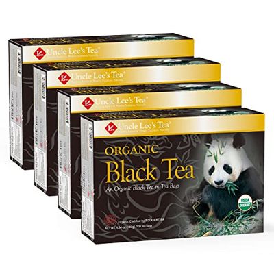 Uncle Lee&#39;s Tea Organic Black Tea - Premium Tea, Full-Bodied, Caffeinated Coffee Alternative, Robust Black Tea Bags, Individually Wrapped 100 Count (Pack of 4)