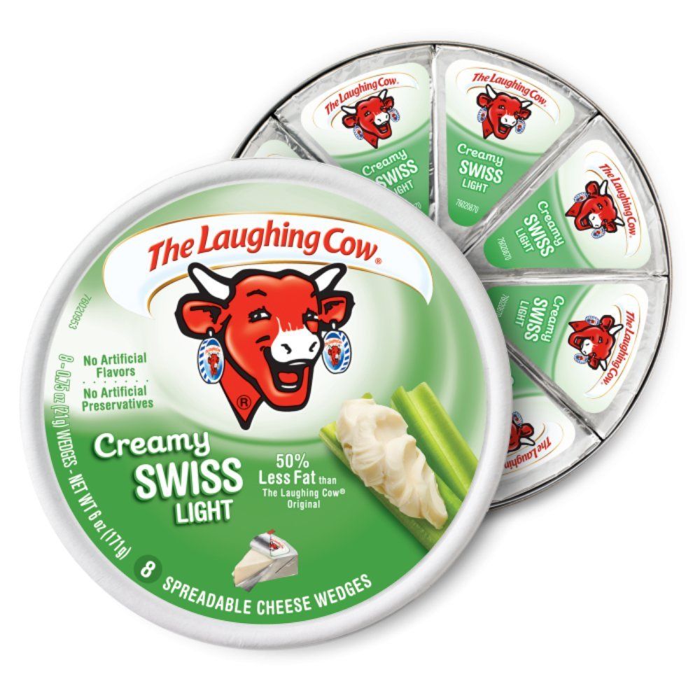 The Laughing Cow, Spreadable Cheese Wedges, 6oz Round (Pack of 4) (Choose Flavor Below) (Creamy Light Swiss)