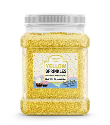 Unpretentious Yellow Sprinkles, 1.5 lb, Bright &amp; Colorful Jimmies, Decorative &amp; Fun Topping for Baking