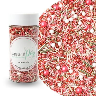 Vintage Rose Gold Sprinkle Mix| Made In USA By Sprinkle Pop| Blush White Rose Gold Sprinkles With Gold Dragees| Wedding Bridal Shower Valentines Sprinkles For Decorating Cakes Cookies Cupcakes, 4oz