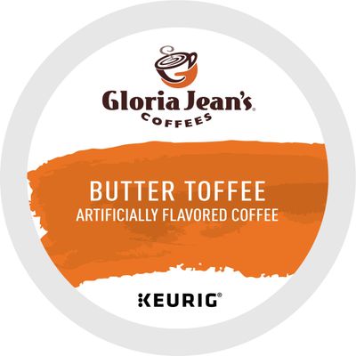 Gloria Jean's Coffees Butter Toffee, Single-Serve Keurig K-Cup Pods, Flavored Medium Roast Coffee, 24 Count (Pack of 1)
