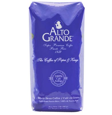 Alto Grande Super Premium Coffee Beans, Medium Dark Roast, Single Origin, Puerto Rico Arabica, Whole Bean, 2 Pound (Pack of 1)