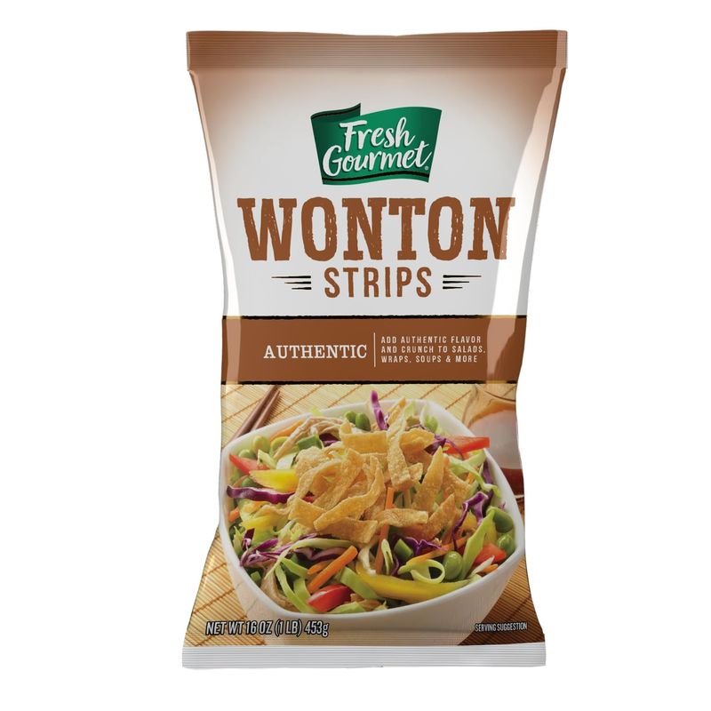 Fresh Gourmet Authentic Wonton Strips | 1 Pound | Low Carb | Crunchy Snack and Salad Topper