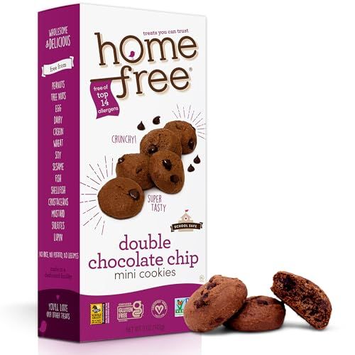 Homefree Mini Double Chocolate Chip Cookie Box, Gluten Free, Nut Free, Vegan, School Safe and Allergy Friendly Snack, 5 oz. Box (Pack of 1)