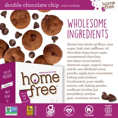 Homefree Mini Double Chocolate Chip Cookie Box, Gluten Free, Nut Free, Vegan, School Safe and Allergy Friendly Snack, 5 oz. Box (Pack of 1)