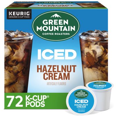 Green Mountain Coffee Roasters ICED Hazelnut Cream, Single Serve Keurig K-Cup Pods, Flavored Iced Coffee, 72 Count