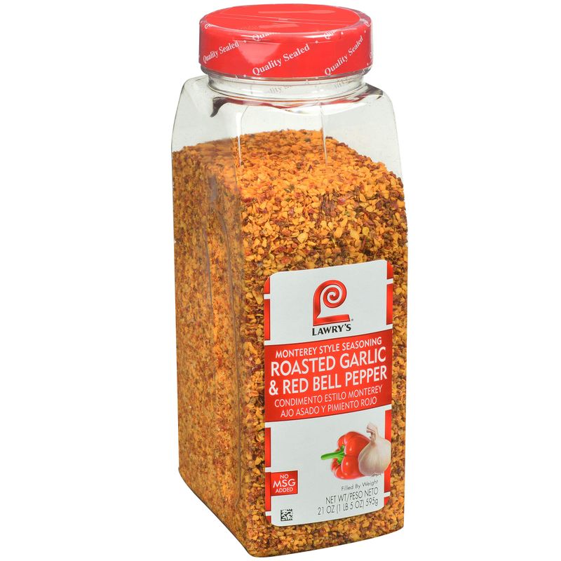 Lawry&#39;s Roasted Garlic &amp; Red Bell Pepper Monterey Style Seasoning, 21 oz - One 21 Ounce Container of Roasted Red Bell Pepper Seasoning, Ideal on Fajitas, Meatballs, Shrimp and Vegetables