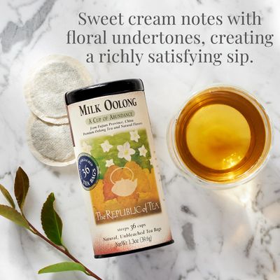 The Republic of Tea - Milk Oolong Tea Tin, 36 Tea Bags, Naturally Caffeinated