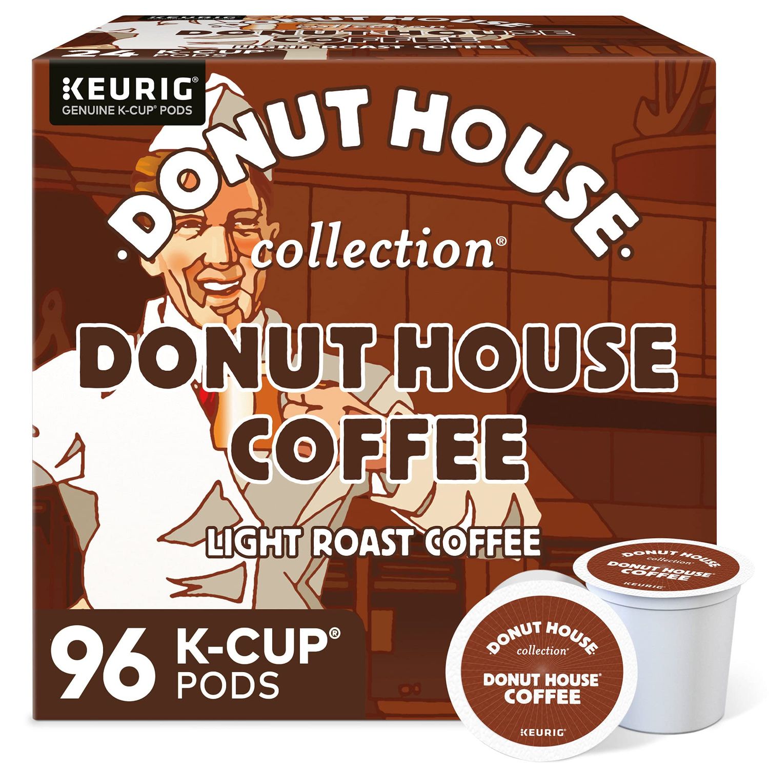 Donut House Collection Donut House Coffee Keurig Single-Serve K-Cup Pods, Light Roast Coffee, 96 Count