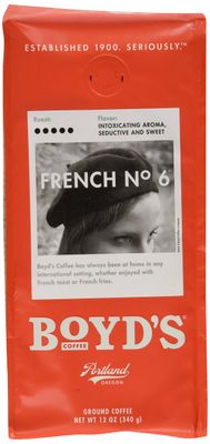 Boyd&#39;s French No. 6 Coffee - Ground Dark Roast - 12 Ounce (Pack of 6)