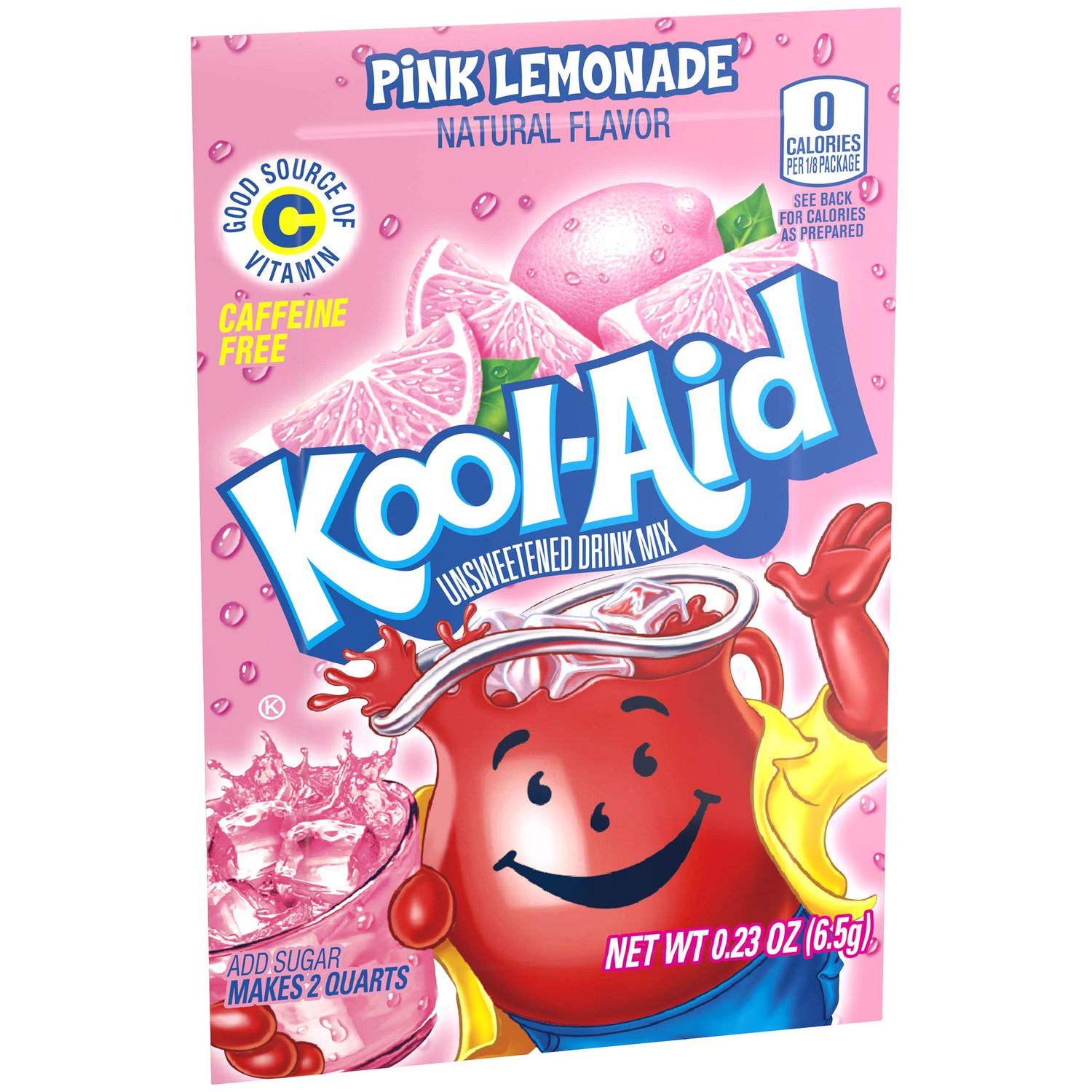 Kool-Aid Unsweetened Caffiene Free Pink Lemonade Zero Calories Powdered Drink Mix 1 Count Pitcher Packet