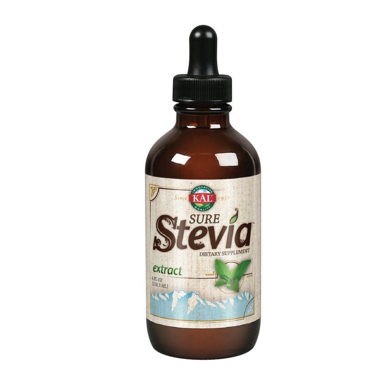 KAL Sure Stevia Extract Zero Calorie Sweetener, Low Carb, Plant Based Liquid Stevia Drops, Great Taste, Zero Sugar, Low Glycemic &amp; Perfect for a Keto Diet, 60-Day Guarantee, Approx. 775 Servings, 4oz