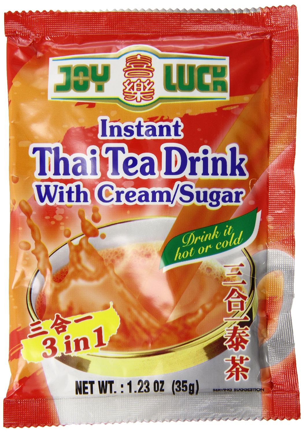 Joy Luck 3 in 1 Instant Drink with Cream/Sugar, Thai Tea, 1.23-Ounce (12 pack)