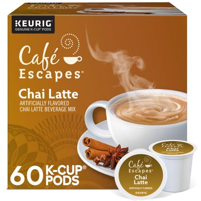 Caf Escapes Chai Latte, Single-Serve K-Cup Pods, 60 Count