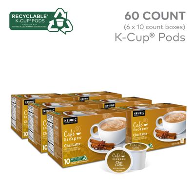 Caf Escapes Chai Latte, Single-Serve K-Cup Pods, 60 Count