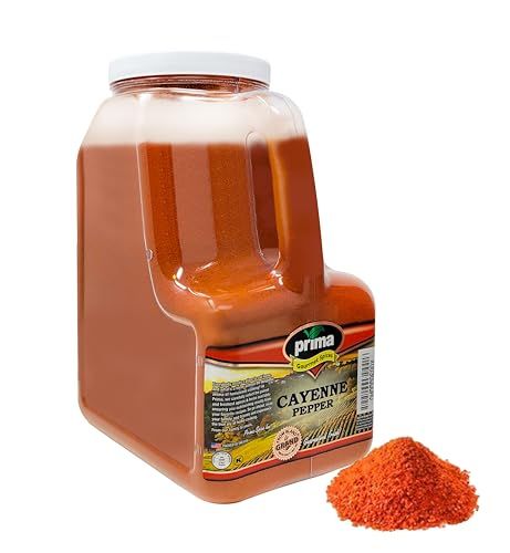 Prima Spice Hot Cayenne Pepper Powder Bulk 5 LBS-60,000 SHU Heat Unit-Gluten Free All Natrual Red Ground Pepper-For Commercial &amp; Home Use