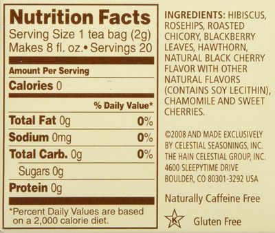 Celestial Seasonings Black Cherry Berry Tea Bags - 20 ct - 6 pk