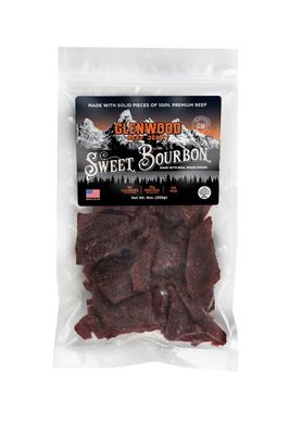 Glenwood Snacks Beef Jerky Sweet Bourbon 9 Ounce Resealable Bag - Moist &amp; Tender Beef Jerky, Gluten-Free Jerky, Made in the USA