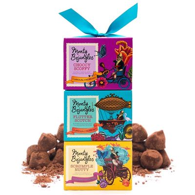 Monty Bojangles Cocoa Dusted Truffles Gift Tower (3 x 3.5oz Boxes) - 3 Flavors of Luxury Chocolate Truffle - The Perfect Chocolate Gift Box Selection