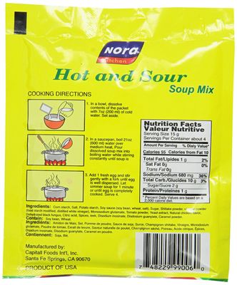 Nora Chinese Style Hot and Sour Soup Mix, 2.12-Ounce (Pack of 6)