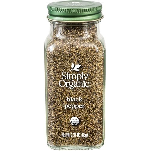 Simply Organic Ground Black Pepper, 2.31-Ounce Jar, Medium Ground Pepper, Certified Organic, Kosher, Potent Pepper Taste