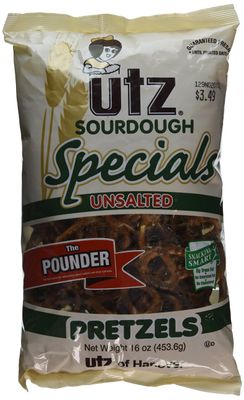 Utz Sourdough Specials Unsalted Pretzels, 16 Ounce