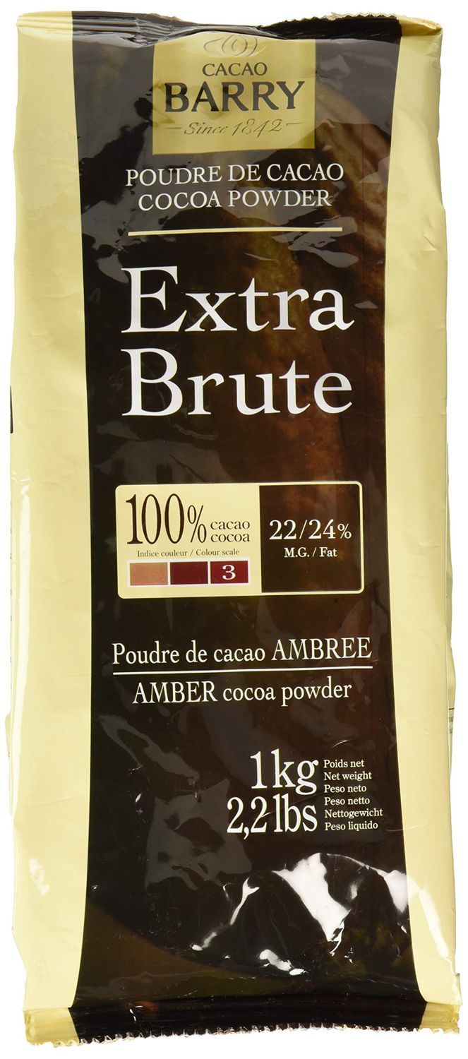 Cacao Barry Cocoa Powder 100% Cocoa Extra Brute, 2.2 lb (Pack of 2)