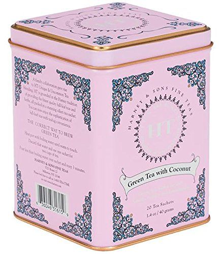 Harney &amp; Sons Caffeinated Green Tea with Coconut Tin 20 Sachets