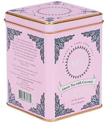 Harney &amp; Sons Caffeinated Green Tea with Coconut Tin 20 Sachets