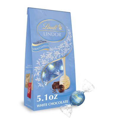 Lindt LINDOR Stracciatella White Chocolate Truffles, Chocolate Candy with Smooth, Melting Truffle Center, Great for Gift Giving, 5.1 oz. Bag (6 Pack)